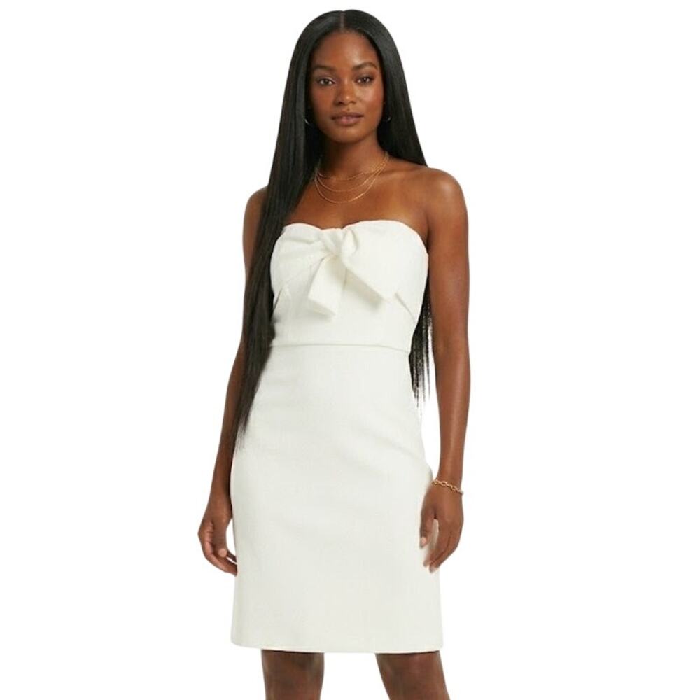 Sam Edelman Strapless Bow Front Mini Dress in Ivory White - NWT Size 6